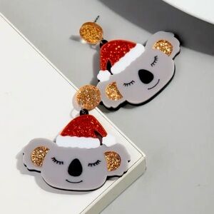 Christmas Koala acrylic statement earrings